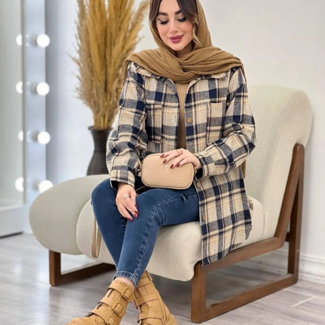 شومیز مانتویی 2جیب سایز فری