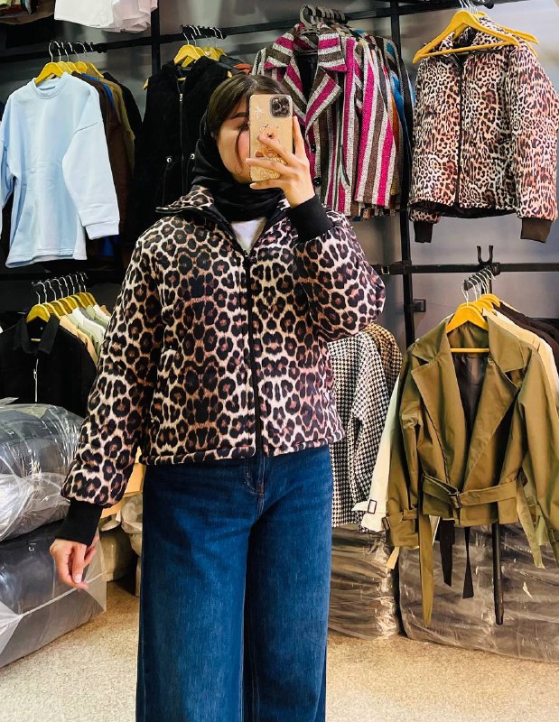 کاپشن کوتاه پلنگی 🍁کالکشن پاییزه🍁