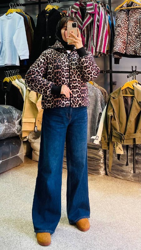 کاپشن کوتاه پلنگی 🍁کالکشن پاییزه🍁